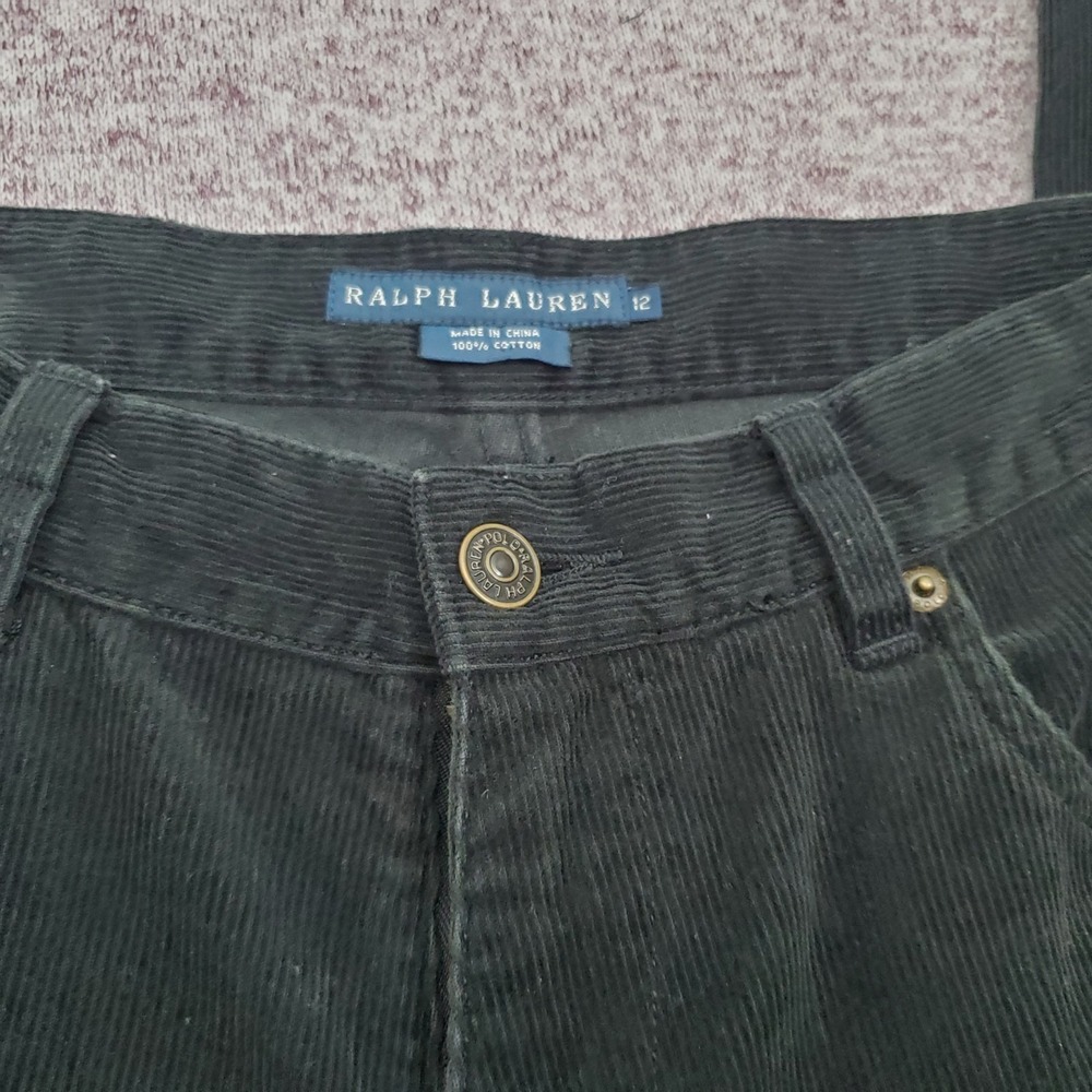 RALPH LAUREN Black Corduroy Womens  Pants Size 12 (34x32) Blue Label